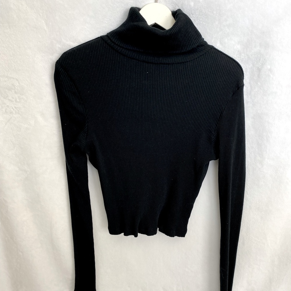 Topshop Ribbed Black Turtleneck Top